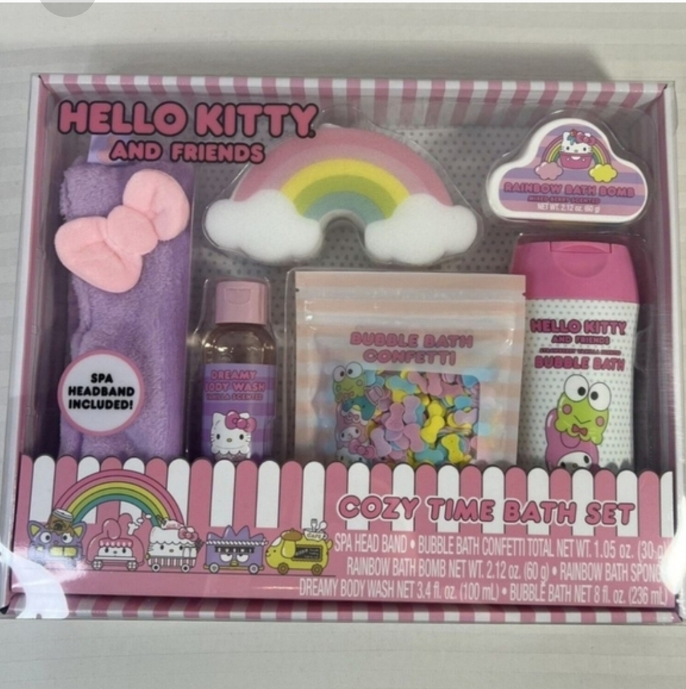 Cozy Time Bath Hello Kitty &Friends Set 6: spa head band, bath bomb,body...